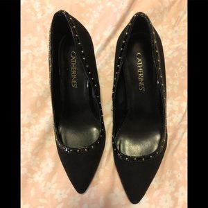 Black with gold studs heels